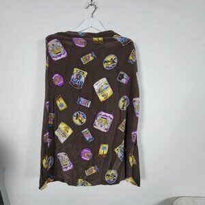 Vintage Dana B & Karen Womens 100% Silk Printed Midi Skirt Size 8 Brown Buttons